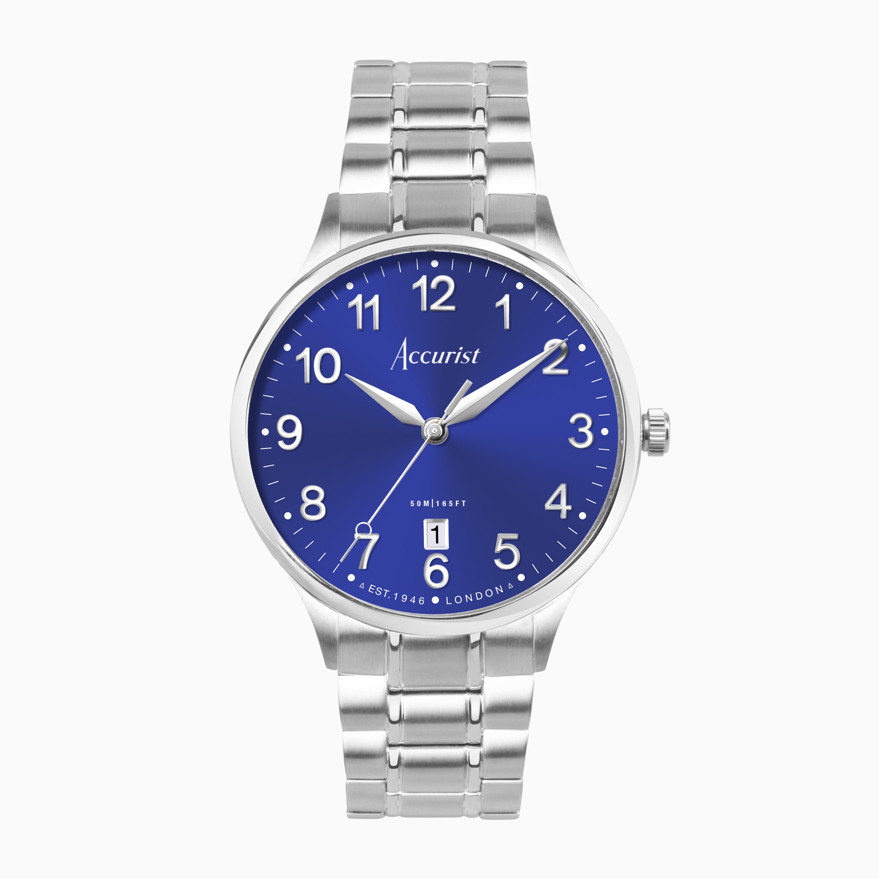 Accurist 7302 Stainless Steel Blue Dial Bracelet Watch - W19137 | F.Hinds  Jewellers
