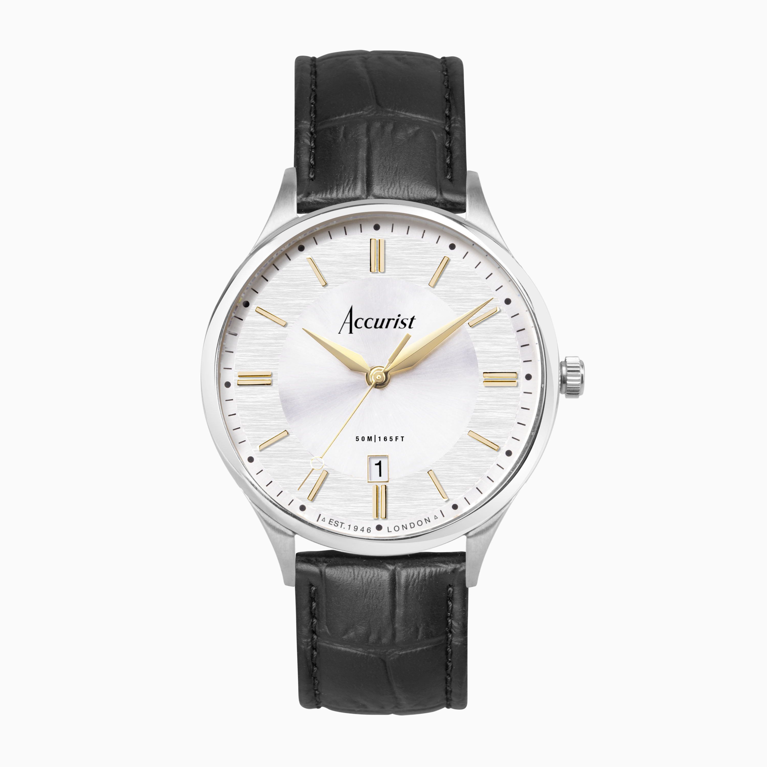 Accurist Men s Classic Watch 73004 Round Black Leather Strap