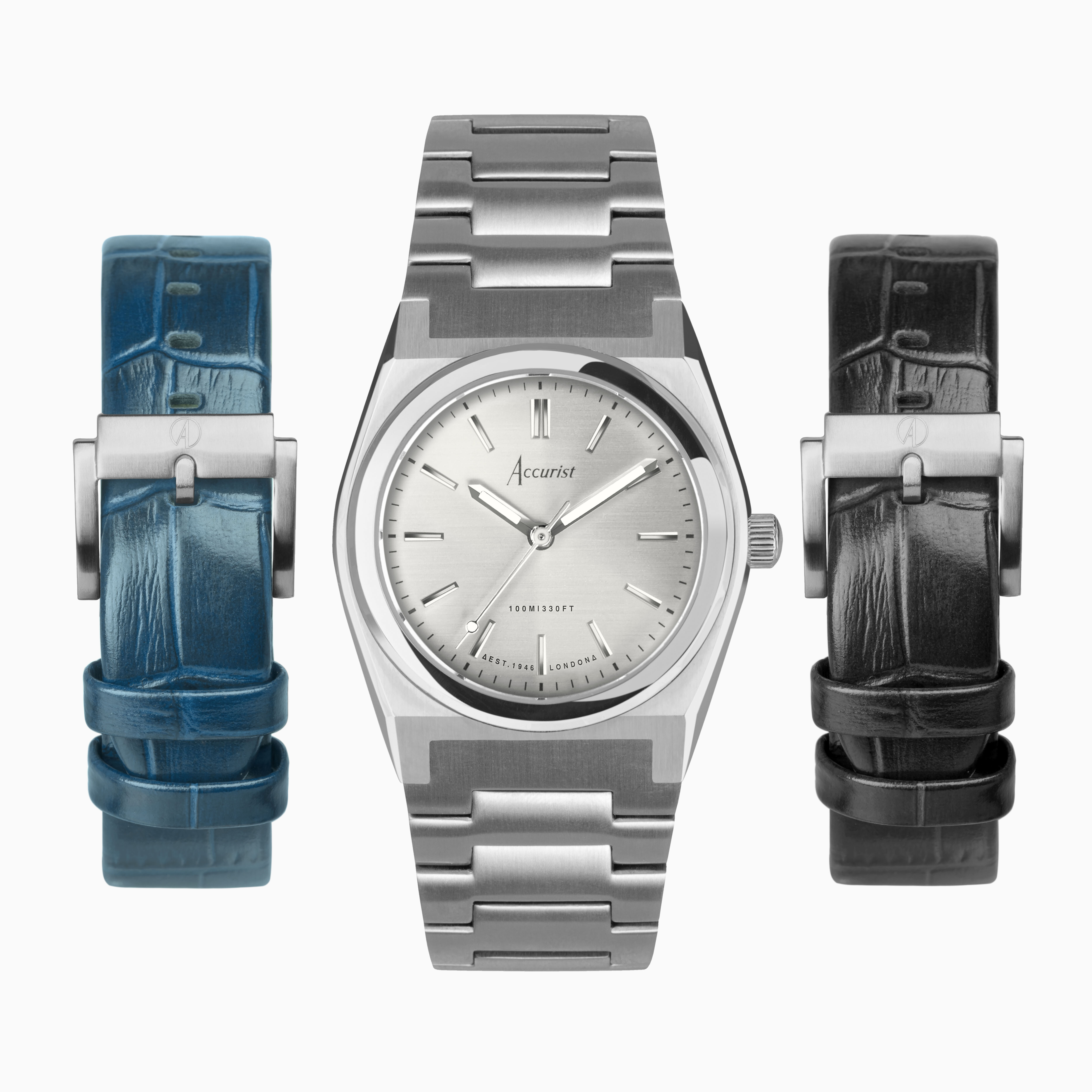 Accurist Origin Watch Ladies Gift Set 34mm Black Leather Strap Teal Leather Strap