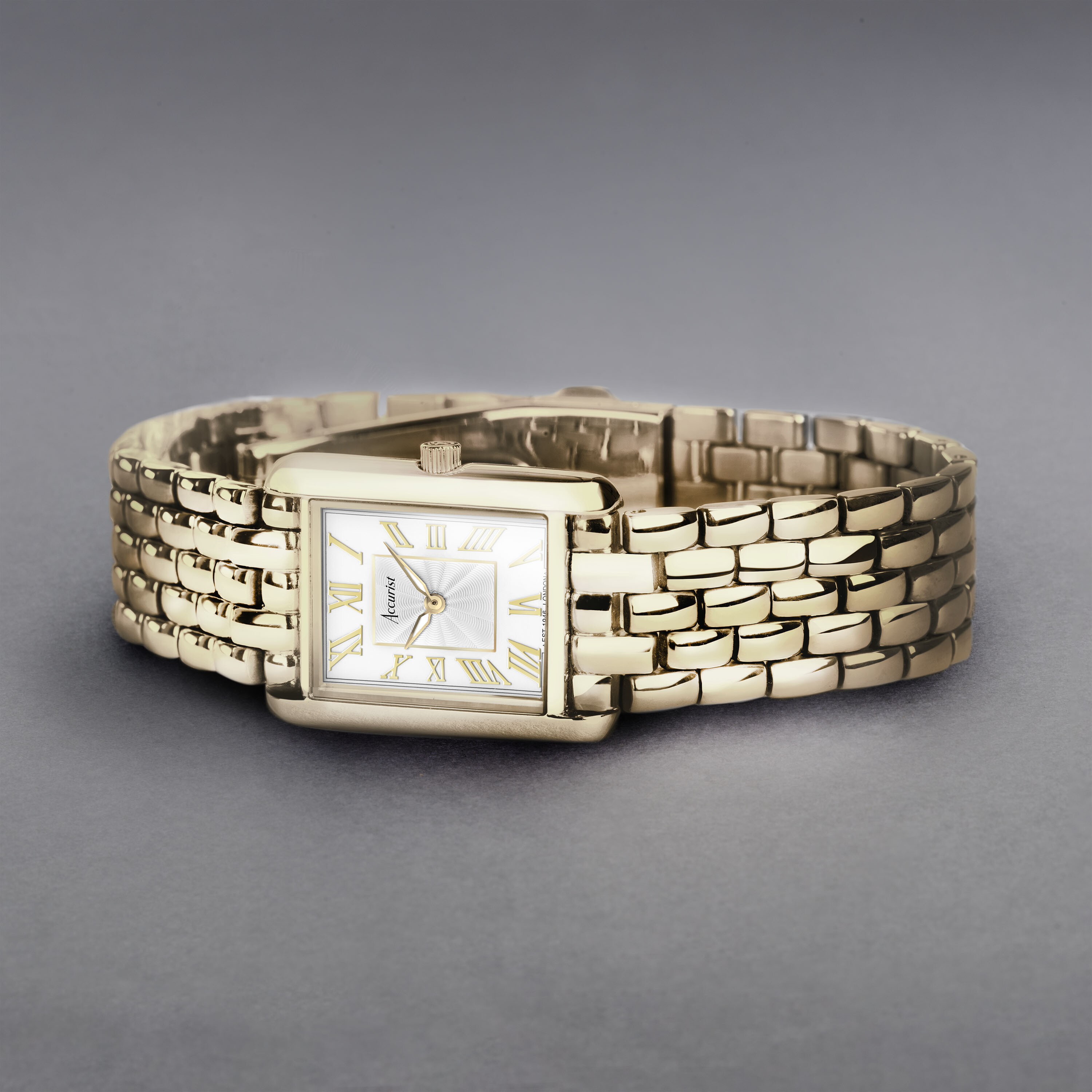 Agate Japan Gold-Tone Women\'s Bracelet Watch with Rectangular Dial The Beats and Pieces | A watch that wears more like jewelry  main image 3