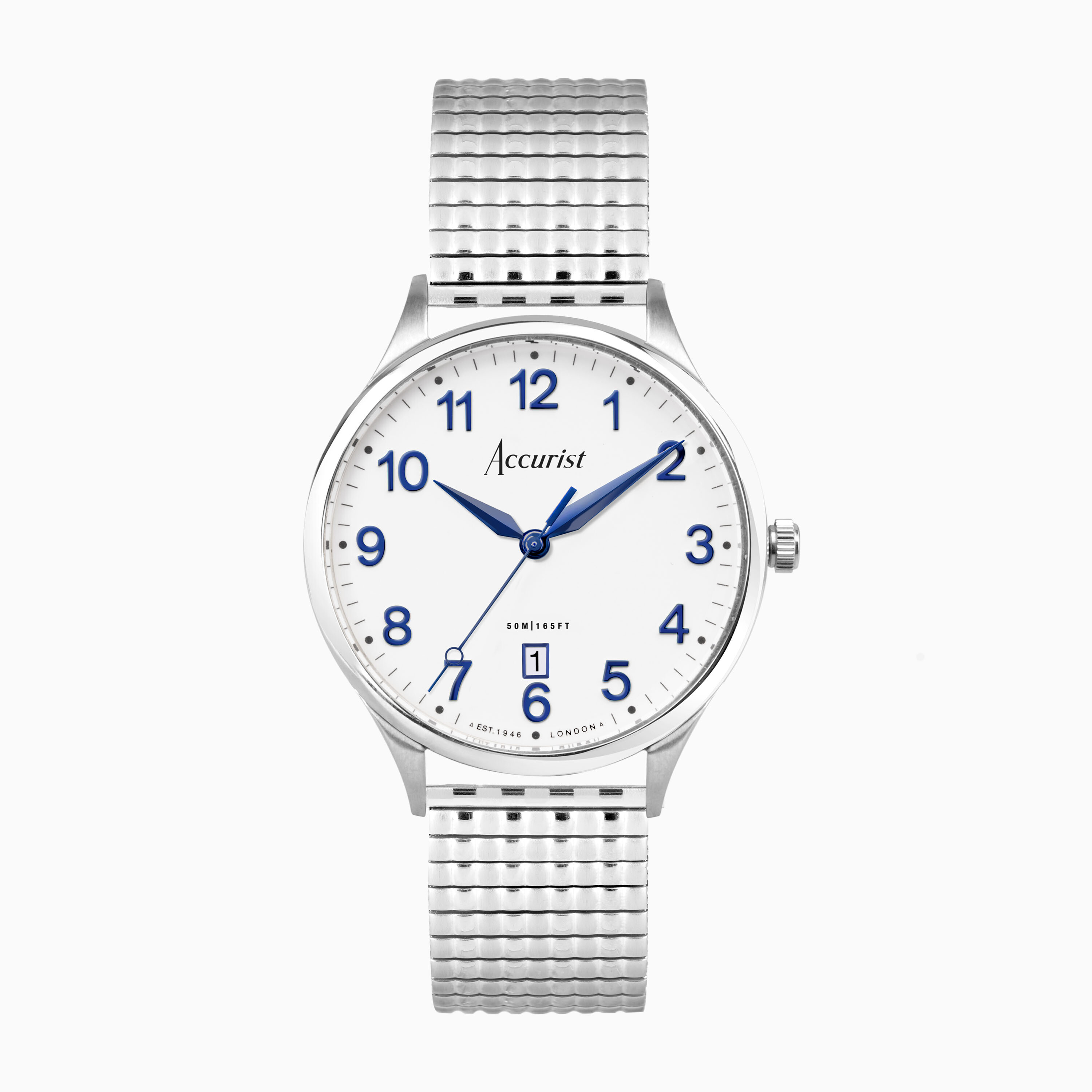 Accurist Orologio Classico Uomo 37mm - Quarzo, Vetro Zaffiro, Quadrante Blu, Cinturino In Pelle - 50m Impermeabile
