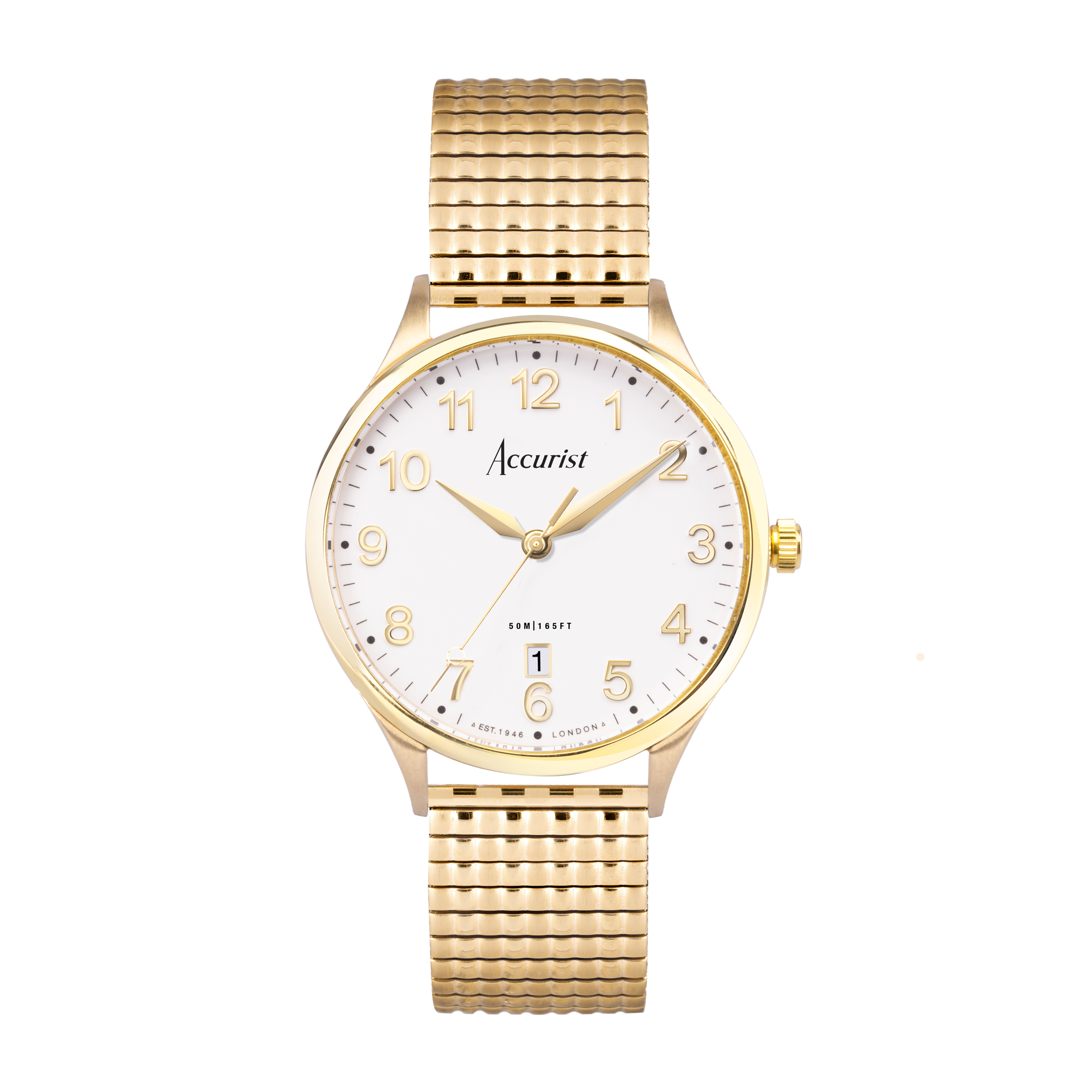 VINTAGE ACCURIST GOLD TONE SLEEK QUARTZ WATCH WHITE DIAL Vintage Gold-tone Women main image 2