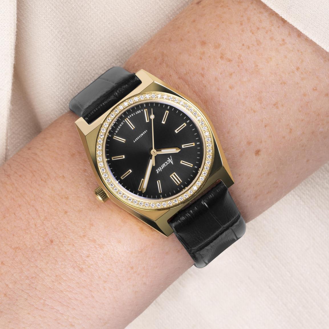 Accurist Ladies Classic Watch (70014) Round Black Leather
