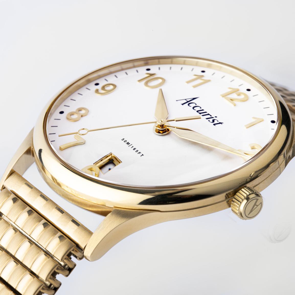 VINTAGE ACCURIST GOLD TONE SLEEK QUARTZ WATCH WHITE DIAL Accurist Classic Men main image 3