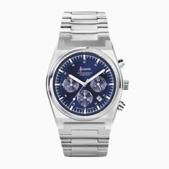 Accurist Origin Men's Chronograph Watch | Silver Case & Stainless Steel Bracelet with Royal Blue Dial | 41mm