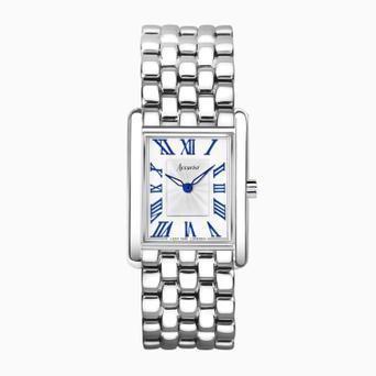 Accurist Rectangle Ladies Watch | Silver Case & Stainless Steel Bracelet with White Dial | 26mm