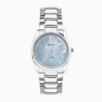 Accurist Everyday Ladies Watch | Silver Case & Stainless Steel Bracelet with Blue Dial | 30mm