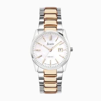 Accurist Everyday Ladies Watch | Silver Case & Two Tone Bracelet with White Dial | 30mm