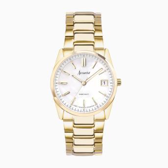 Accurist Everyday Ladies Watch | Gold Case & Stainless Steel Bracelet with White Dial | 30mm