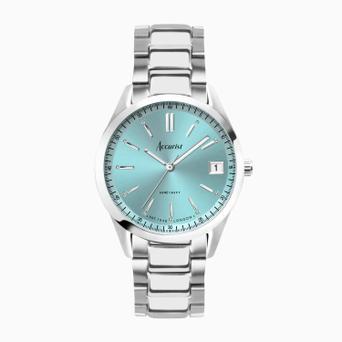 Accurist Everyday Unisex Watch | Silver Case & Stainless Steel Bracelet with Cambridge Blue Dial | 36mm