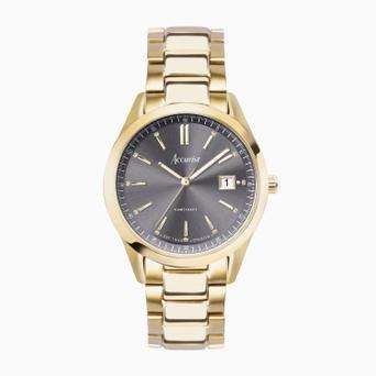 Accurist Everyday Unisex Watch | Gold Case & Stainless Steel Bracelet with Grey Dial | 36mm