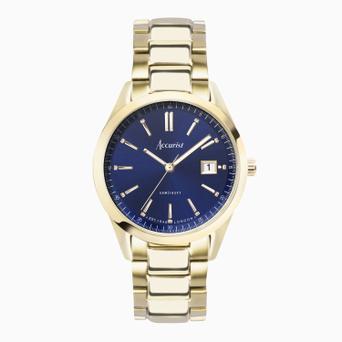Accurist Everyday Men's Watch | Gold Case & Stainless Steel Bracelet with Oxford Blue Dial | 40mm