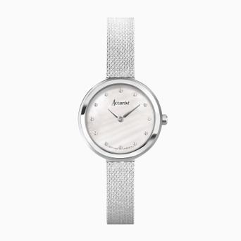 Accurist Jewellery Ladies Watch | Silver Case & Stainless Steel Bracelet with White Dial | 28mm