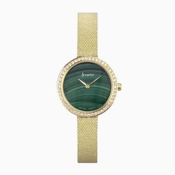 Accurist Jewellery Ladies Watch | Gold Case & Stainless Steel Bracelet with Green Malachite Dial | 28mm