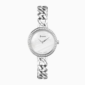 Accurist Jewellery Ladies Watch | Silver Case & Stainless Steel Bracelet with White Dial | 28mm