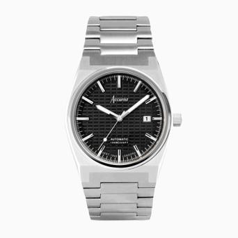Accurist Origin Automatic Men’s Watch | Silver Stainless Steel Case & Bracelet with Black Dial | 41mm