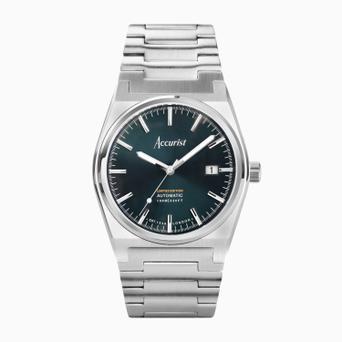 Accurist Limited Edition Origin Automatic Men’s Watch | Silver Case & Stainless Steel Bracelet with Dark Teal Dial | 41mm