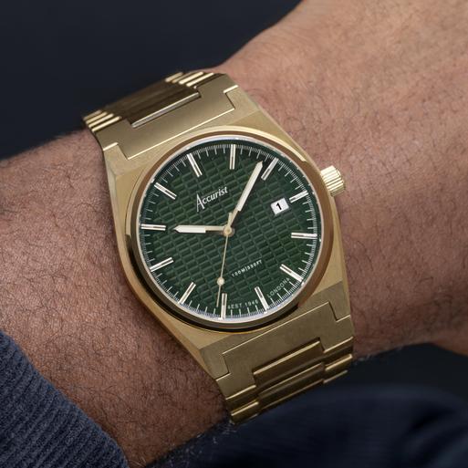 Accurist men's gold plated new arrivals bracelet watch