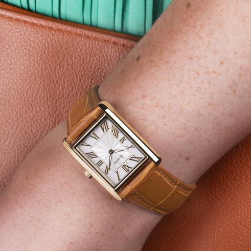 Accurist Ladies Dress Watch 71004 Rectangle Tan Leather