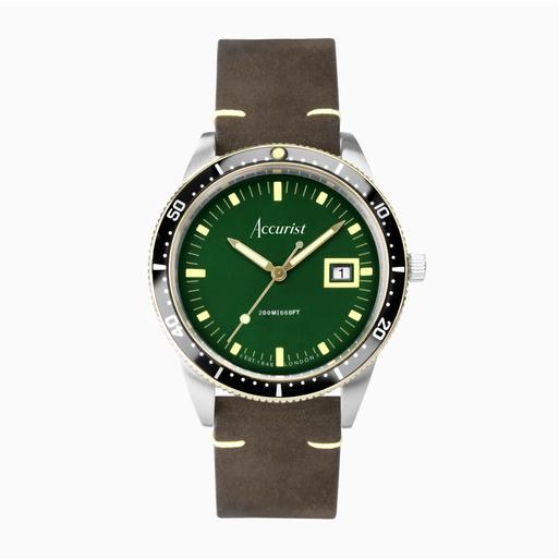 Accurist Men s Divers Watch 72000 Round Brown Leather Strap