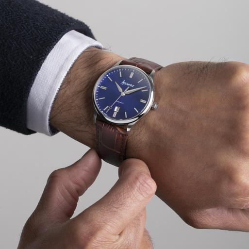 Silver watch blue dial online