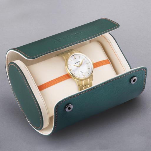 Accurist men's gold plated bracelet watch hotsell