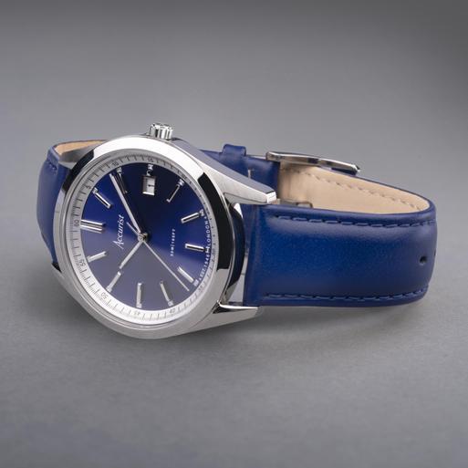 Mens watch blue leather strap shop