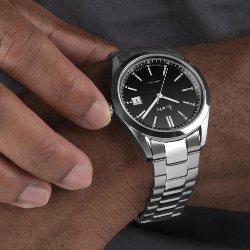 Accurist men's black stainless steel bracelet watch 2025