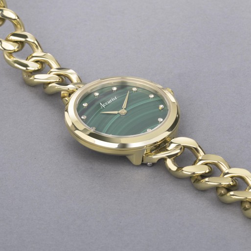 Lot - An Accurist ladies 9ct gold bracelet watch ref. GD1654, c.2009,  quartz movement, oval 12mm. silvered dial with gilt batons,