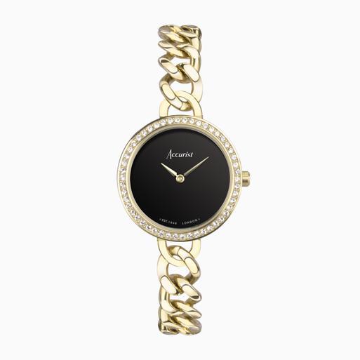Accurist black and gold watch sales