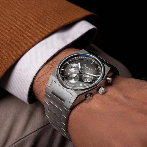 Accurist men's chronograph gunmetal steel bracelet watch cheap