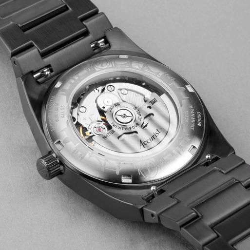 Accurist Origin Automatic Men s Watch Black Stainless Steel Case Bracelet with Skeleton Dial 41mm